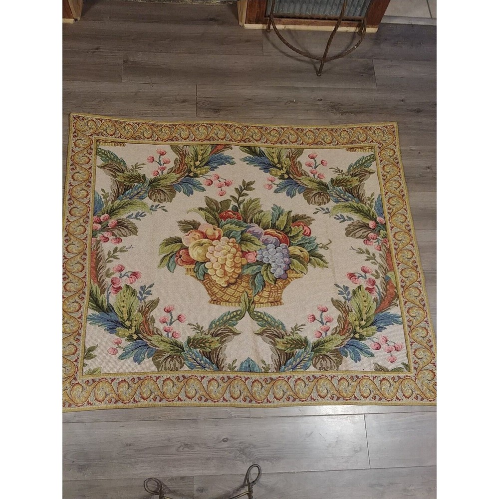 Vintage picture framed woven bowl of fruit Wall Hanging/Tapestry 31x52